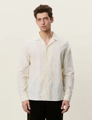 Camisa casual de algodón manga larga para hombre