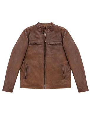 Chamarra casual impermeable de piel para hombre