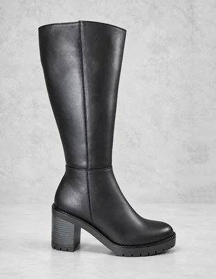 Bota abajo de la rodilla de piel para mujer