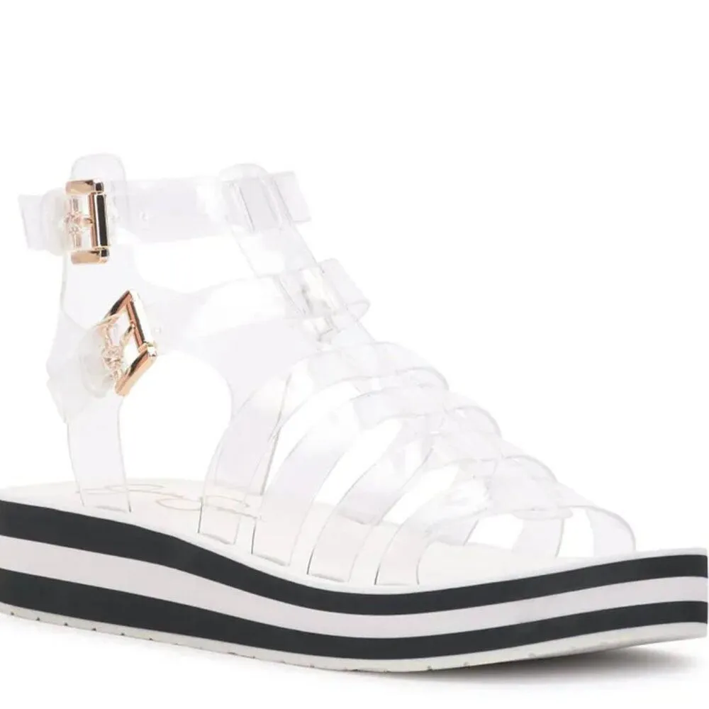 Sandalias Jessica Simpson Bimala transparente blanco negro mujer