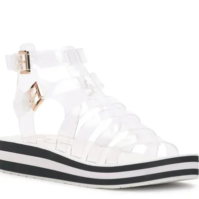 Sandalias Jessica Simpson Bimala transparente blanco negro mujer