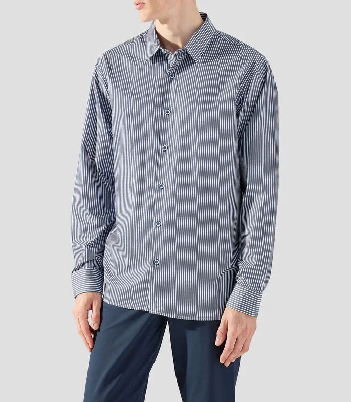 Camisa a rayas manga larga Hombre