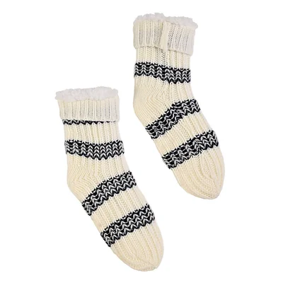 Calcetín Sherpa Liso con Rayas Maria Intima para Mujer