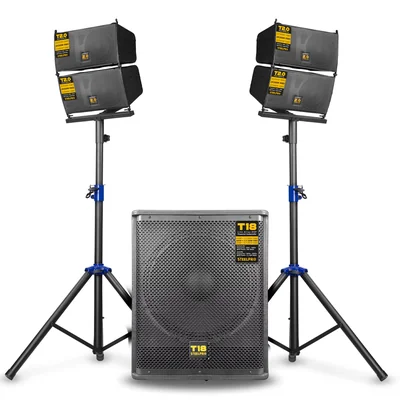 Sistema De Audio Profesional Gama Completa Con Subwoofer 18”  Bocinas Satélite  Tripiés  Amplificador Clase D  Dsp Digital 4 Mo