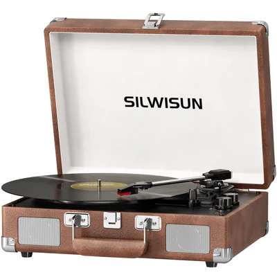 Tocadiscos Silwisun Bluetooth Vintage Marrón - Venta Internacional.
