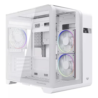 Gabinete Balam Rush Tank Expert Curve 6400 Blanco M-atx Digital 4vent Argb Cristal S/fuente Br-941624