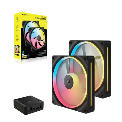 Ventilador Corsair Icue Link Lx140 Kit 2x1 Rgb 140mm Negro Co-9051052-ww 11m De Garantia