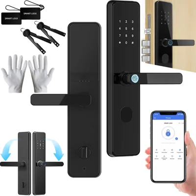 Cerradura Inteligente Wifi Con 5 Métodos Desbloqueo (huella App Contraseña Tarjeta Llave) Para Puertas 45-65mm - Compatible