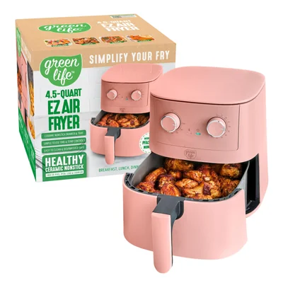 Freidora De Aire Greenlife 4.5qt Controles Mecánicos Rosa Con Cajón Antiadherente De Cerámica Sin - Venta Internacional.