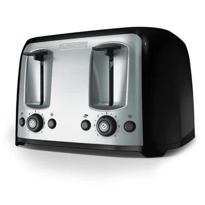Black+decker Tostador De 4 Rebanadas Ranuras Extra Anchas 7 Ajustes De Sombra 1400 Vatios Botones Congelados Y Bagel Select