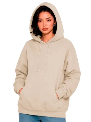 Sudadera Shendy Vendy Crema Con Capucha Y Bolsillo Frontal Mujer