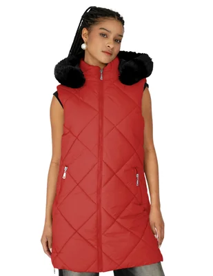 Chaleco Largo Acolchado Mujer Con Gorro