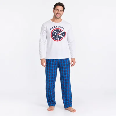 Pijama De Invierno Manga Larga Azul Twins De Algodón Para Hombre