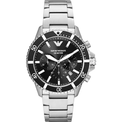Reloj Emporio Armani Hombre Diver Ar11360 Caja Redonda 43mm Diámetro Acero Inoxidable Cierre Desplegable Movimiento Cuarzo