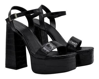 Sandalias de Tacón Strona Negras para Mujer