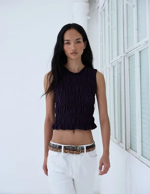 Top cuello redondo