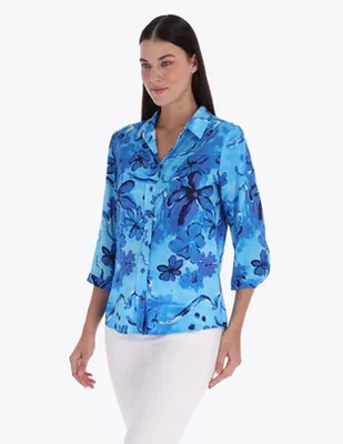 Blusa camisera manga 3/4 para mujer