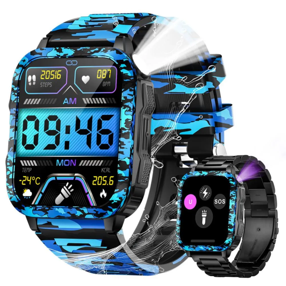 Reloj Inteligente LaNikar 1.96" Luz LED/UV y 2 Correas