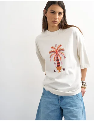 Playera manga corta cuello redondo para mujer