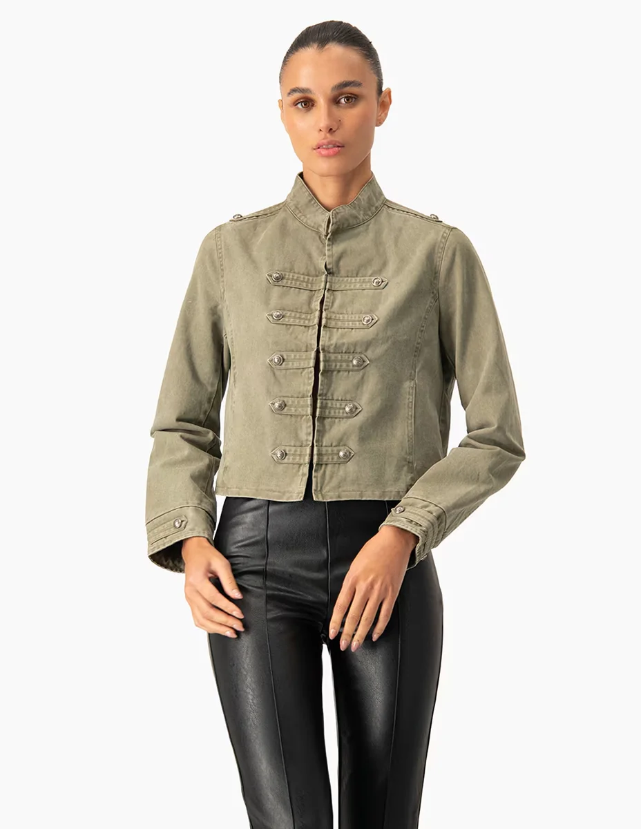 Chamarra casual de algodón para mujer