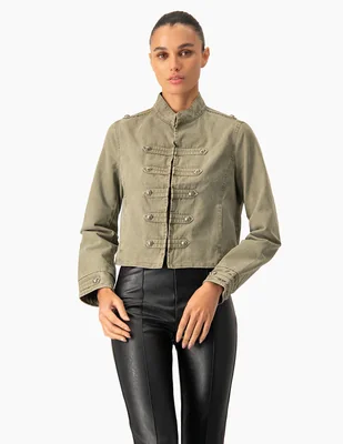 Chamarra casual de algodón para mujer