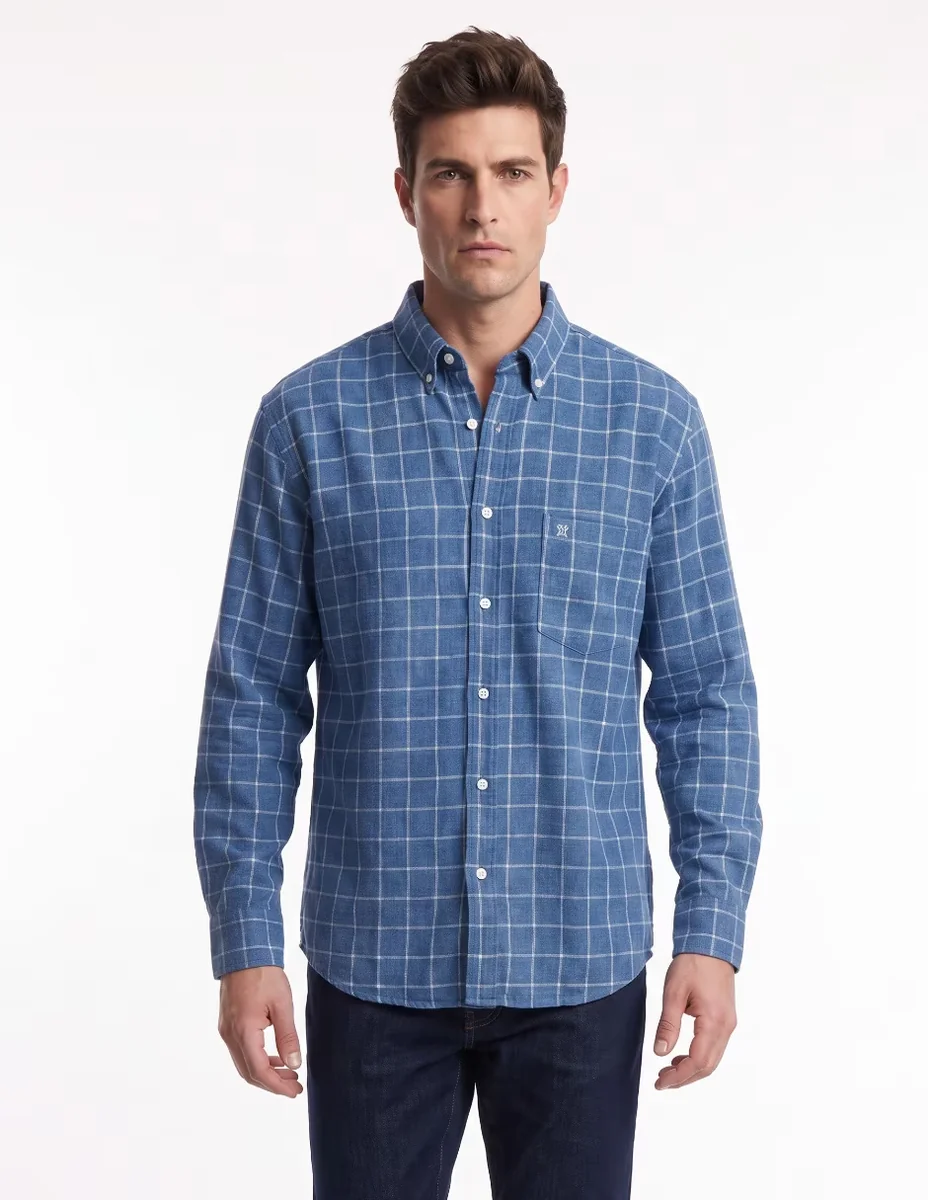 Camisa casual de algodón manga larga para hombre