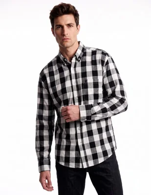 Camisa casual de algodón manga larga para hombre