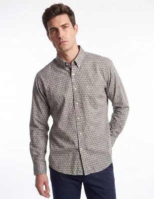 Camisa casual de algodón manga larga para hombre