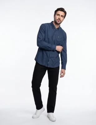 Camisa casual de algodón manga larga para hombre