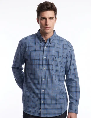 Camisa casual de algodón manga larga para hombre