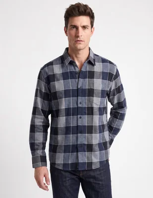 Camisa casual de algodón manga larga para hombre