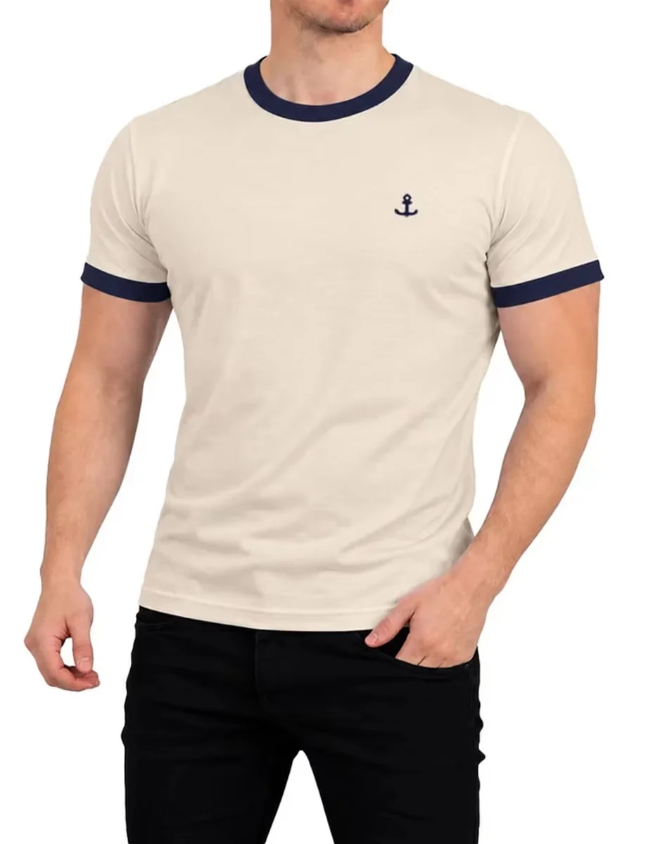 Playera anchor logo ringer cuello redondo para hombre