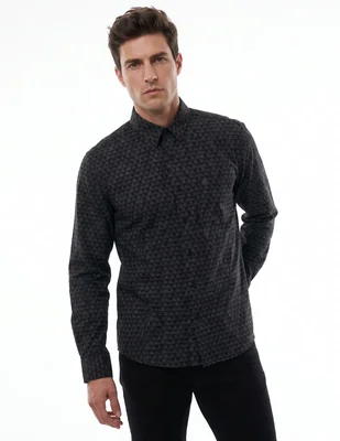 Camisa casual de algodón manga larga para hombre