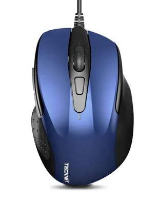 Ratón USB TECKNET de 6 botones 4 niveles de DPI azul con cable de 15 m