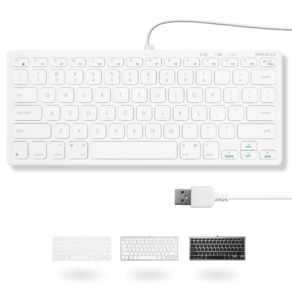 Teclado Macally de 78 teclas blanco USB cableado plug & play