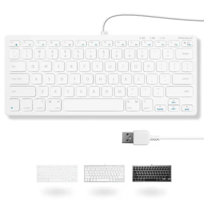 Teclado Macally de 78 teclas blanco USB cableado plug & play