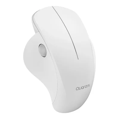 Mouse Inalámbrico Ergonómico Quaroni con Scroll Lateral, Receptor 2.4GHz, 1200 DPI, Óptico, Bajo Consumo, Blanco
