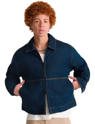 Chamarra denim de algodón con bolsillos para hombre