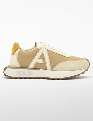 Tenis casuales multicolor beige y mostaza para mujer