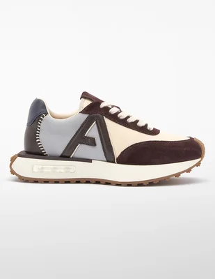 Tenis casuales multicolor café y gris para mujer