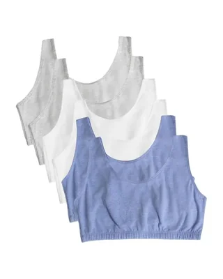 Sujetador deportivo Fruit of the Loom talla 40 US pack de 6 colores azul grisáceo y gris