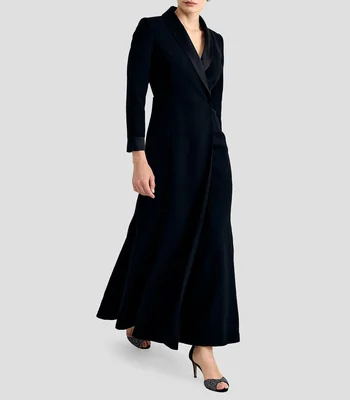Vestido de fiesta largo manga larga liso Mujer