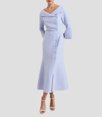 Vestido de fiesta midi manga 3/4 Mujer