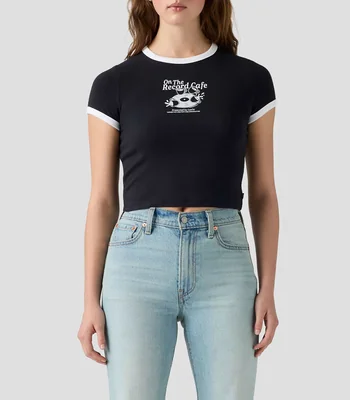 Playera cuello redondo manga corta estampada Mujer