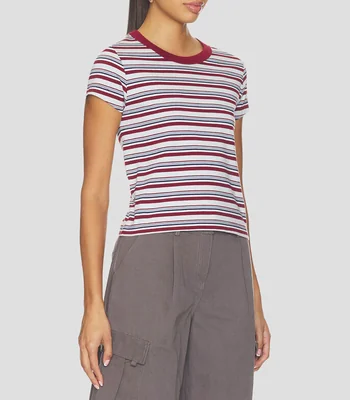 Playera cuello redondo manga corta de Rayas Mujer