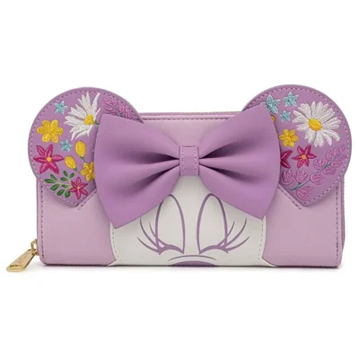 Cartera Loungefly Disney con diseño floral de Minnie Mouse con cierre circular