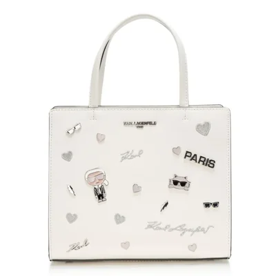 Bolso de mano KARL LAGERFELD 25x20x13 cm Blanco invierno multicolor