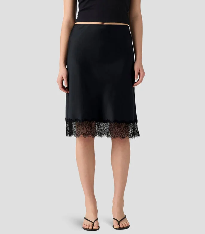 Falda midi de corte regular lisa Mujer
