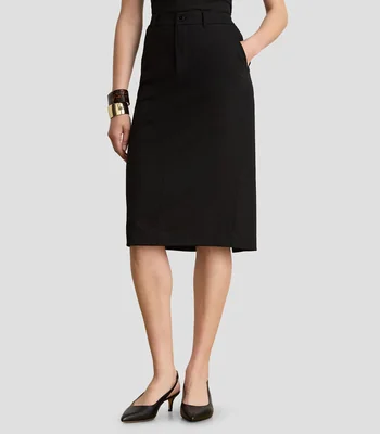 Falda midi de corte recto liso Mujer
