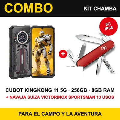 Combo Chamba: Celular Uso Rudo Cubot KingKong 11 5G 256GB 8GB RAM + Navaja Suiza Victorinox Sportsman 13 Usos